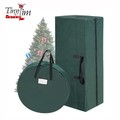 Hastings Home Set of 2 Christmas Tree and Wreath Storage Bags for 10-foot Artificial Trees / 30-inch Green Canvas 136808GSX